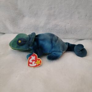 TY Blue and Green Chameleon Plush Toy